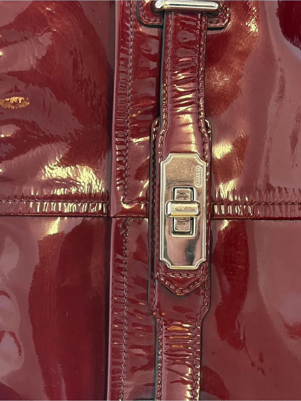 Coach Burgundy Patent Leather Shoulder Bag Y2K SoHo